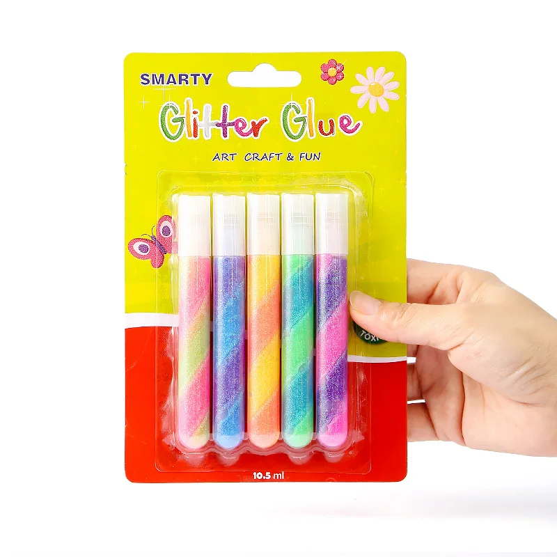 6 Colors Glitter Glue Pen Child Creative Stationery Gift Office School Supply Drawing Tool Artist Paper Cloth Flower Crafts DIY