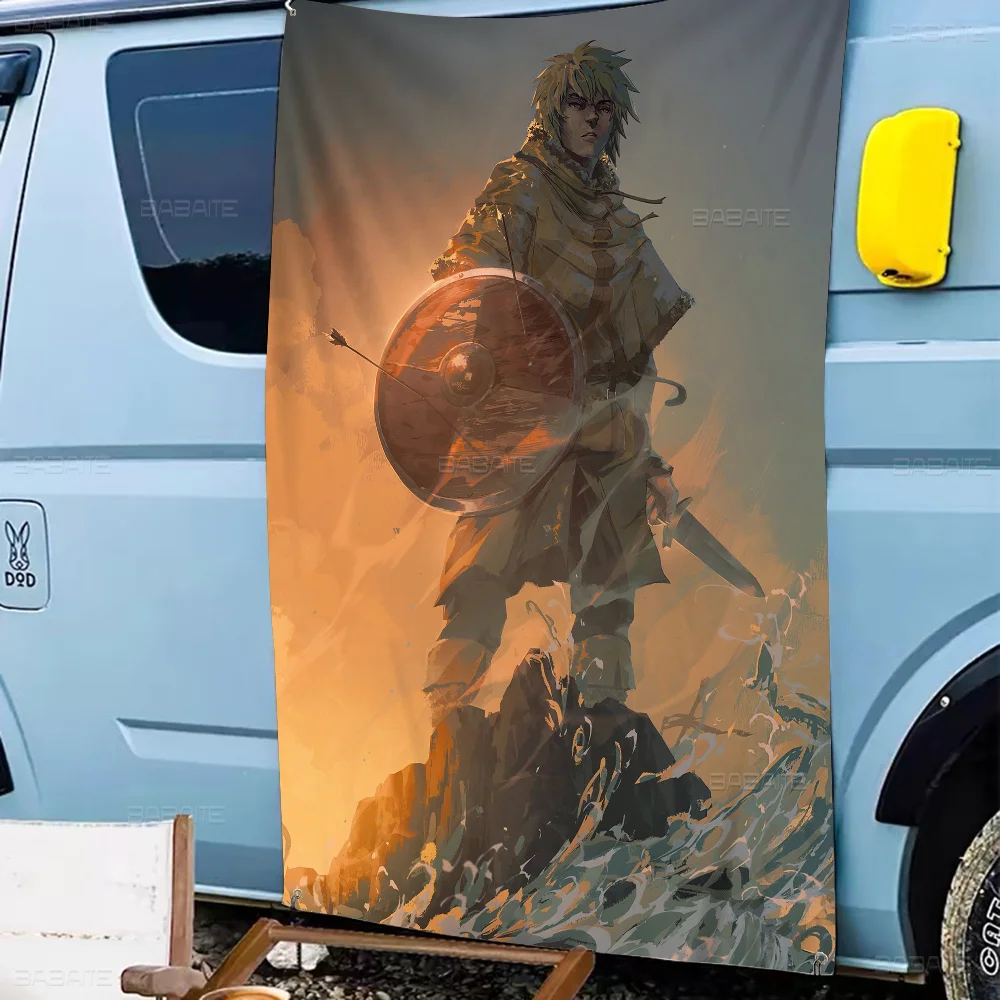 Anime Vinland Saga Banner Art Printing Japanese Wall Flag Anime Wall Hanging Home Decor