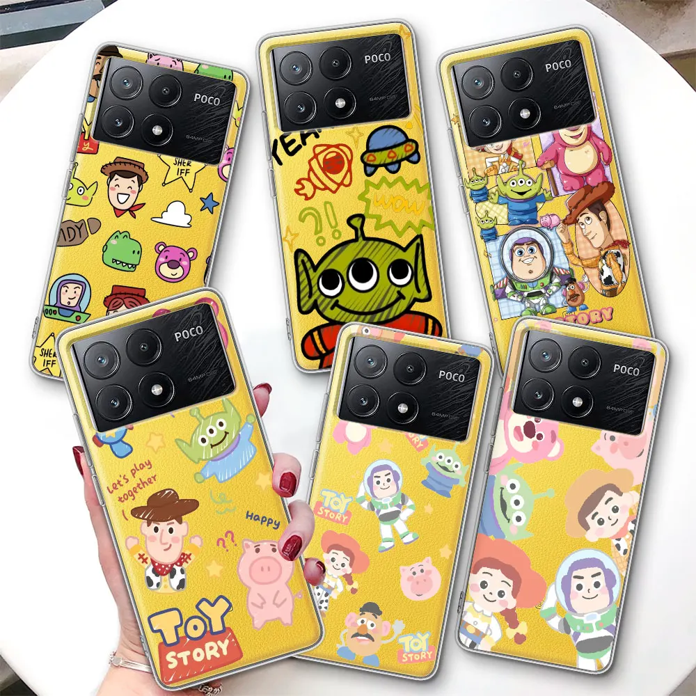 Disney Cartoon Toy Story Phone Case for Xiaomi Poco X6 X5 F4 M5s X3 NFC F1 F5 M5 M3 M4 GT F3 F2 X4 Pro Soft Transparent Cover