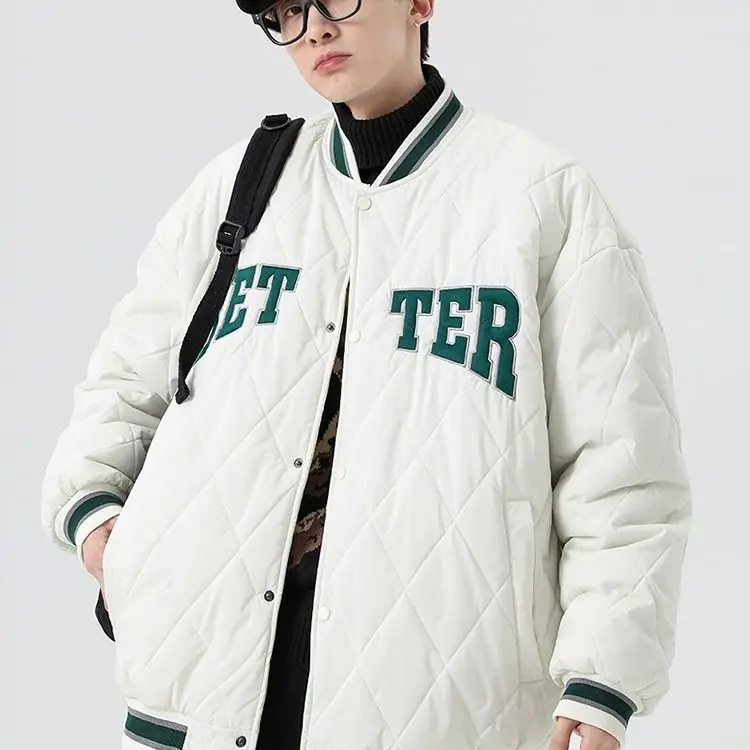 معطف شتوي للرجال من Thiened Fce مبطن بالخبز من القطن Jaet Faionable بسيط ياباني Sle للشباب كاجوال مناسب #2