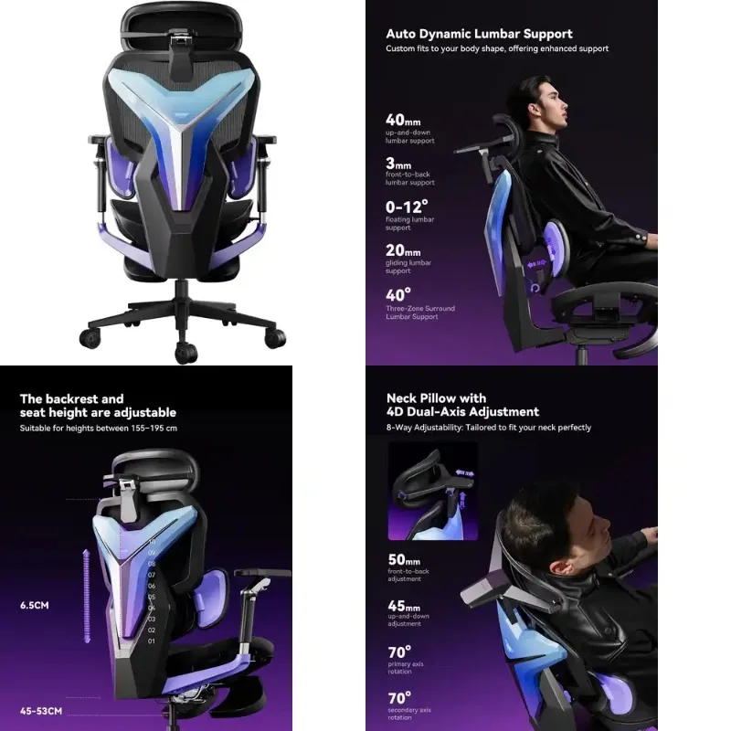 G7 CloudTech Mesh Gaming Chair, Ergonomic Design with Footrest, Dynamic Lumbar Support, 140° Recline & 360° Adjustable Armrests