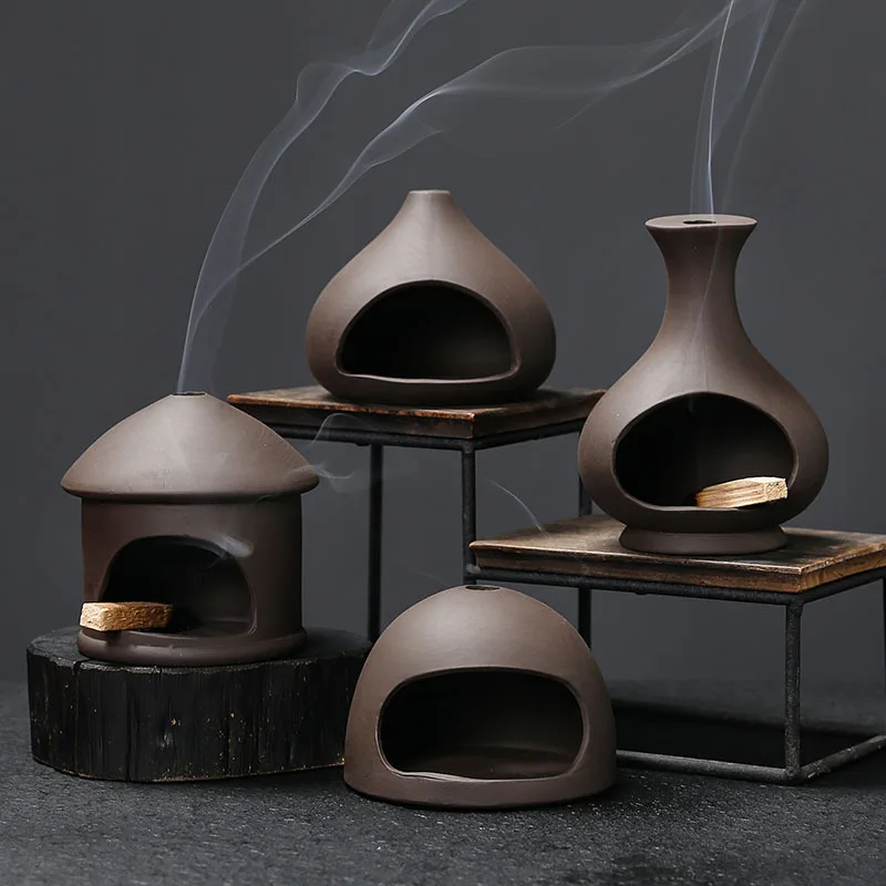 Suporte de cerâmica palalo santo feito à mão e queimador de sálvia bandeja ritual de limpeza de fumaça sagrada com design elegante para resina de incenso