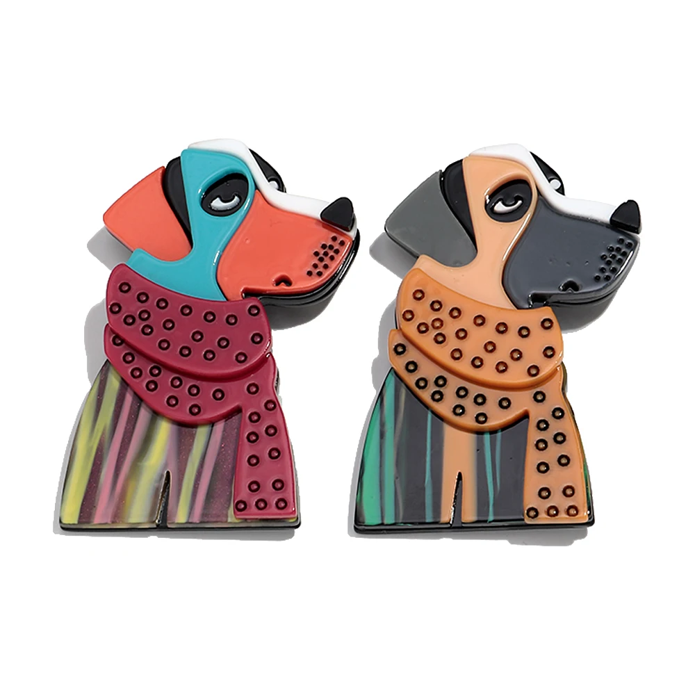 Neue Mode Acryl Bunte Schal Hund Broschen für Frauen Unisex Nette Tiere Spleißen Abzeichen Schmuck Geschenke Kleidung Zubehör – Detail 1