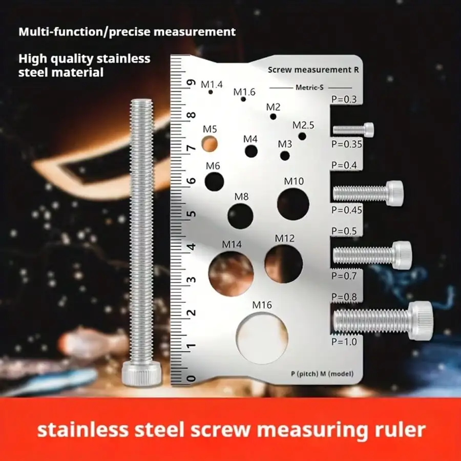 Solid Metal Screw Bolt Caliper - Stainless Steel Nut Screw Gauge With Screw Alignment Function, Sturdy And Durable Construction, M1-M12 Precision Measurement, No Assembly Required. Ideal For Repair Technicians And Mechanics In Electronics And Automotive M view 4