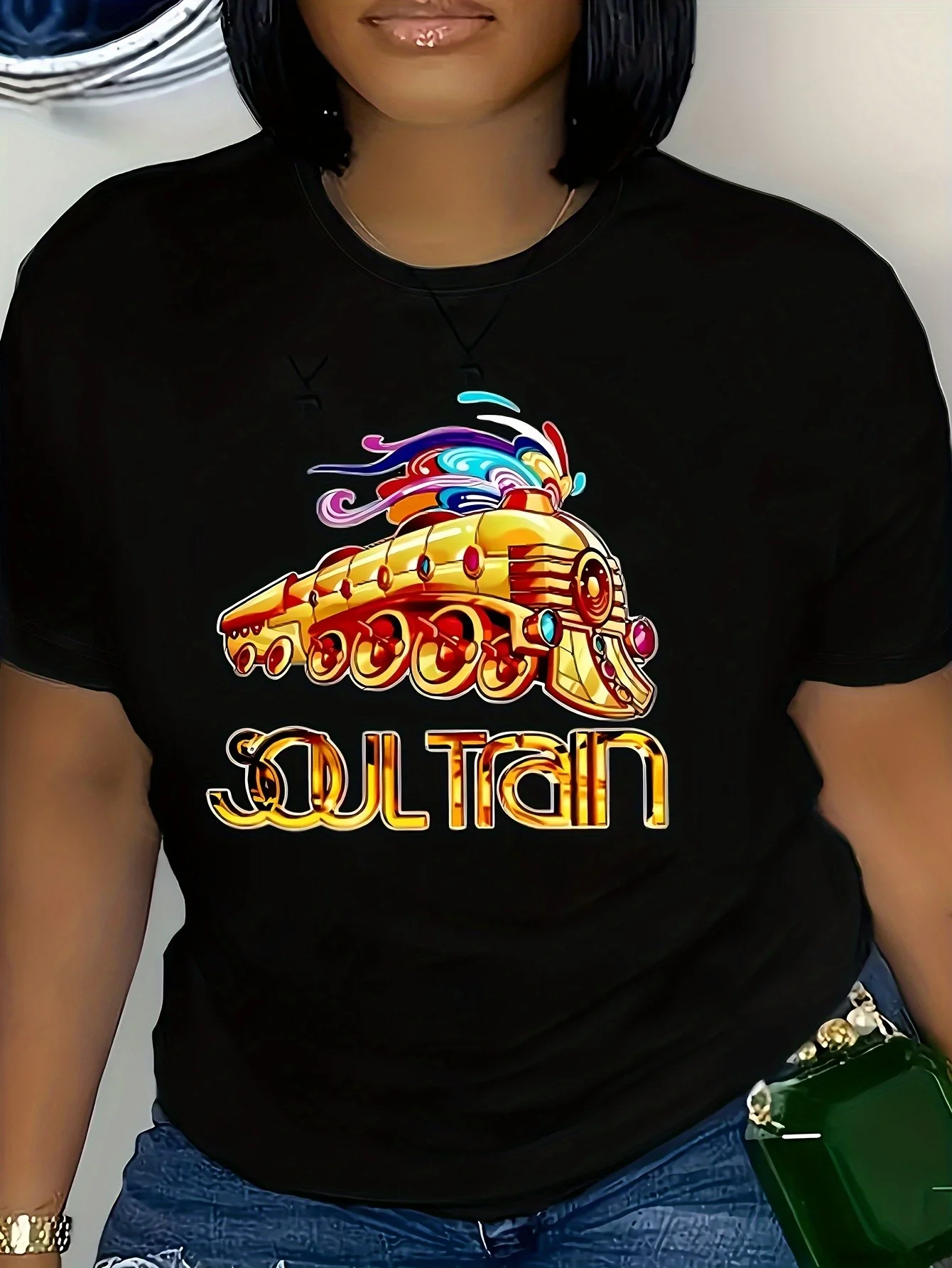 

Футболка с круглым вырезом Soul Train, 100% хлопок, с короткими рукавами, мужская и женская, семейная футболка в подарок, стандартный крой, удобная.