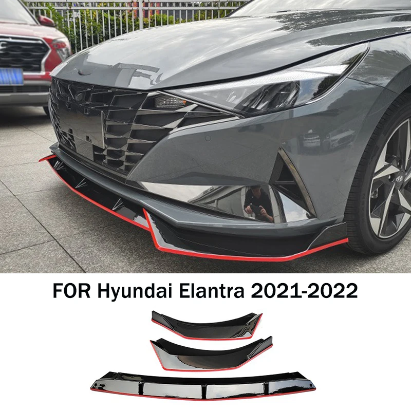 

Спойлер переднего бампера из черного карбона ABS, 3 элемента, комплект обвеса, защита бампера, подходит для Hyundai Elantra 2021-2022