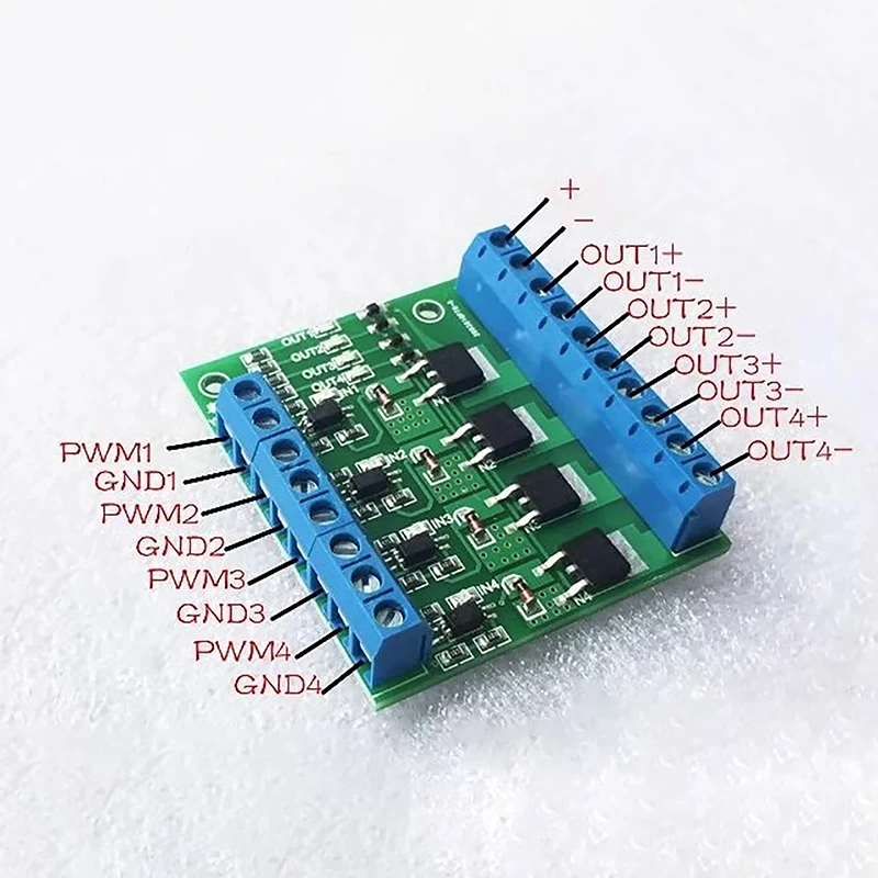 Commutateur de certes d'impulsion MOS FET à 4 canaux, contrôleur d'entrée PWM stable pour moteur LED, 4 voies, 4 voies, technologie électronique bricolage, 1PC