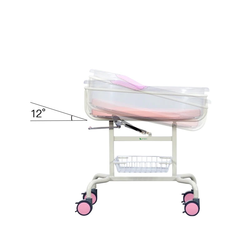 Snsek-SBC305 Medical Mobile Hospital Baby Crib  Plastic Movable baby Bassinet With Mosquito Net Pediatric Bed