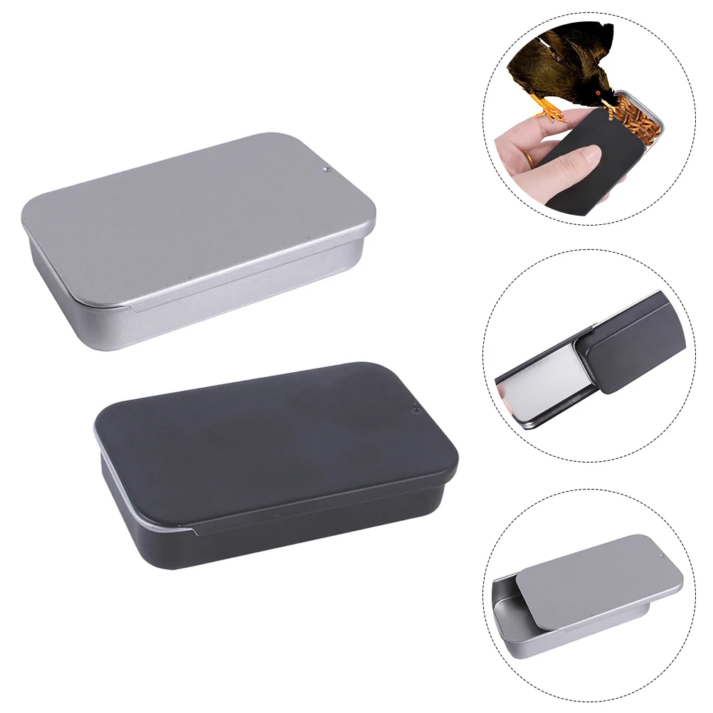 2 Pcs Bird Training Food Box Birds Case Holders Feeder Sliding Stainless Steel Push-pull Insect