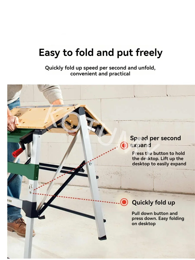 Foldable Workbench Work Bench Woodworking Table Multipurpose With Tool Holes For Home Carpenters Carpentry