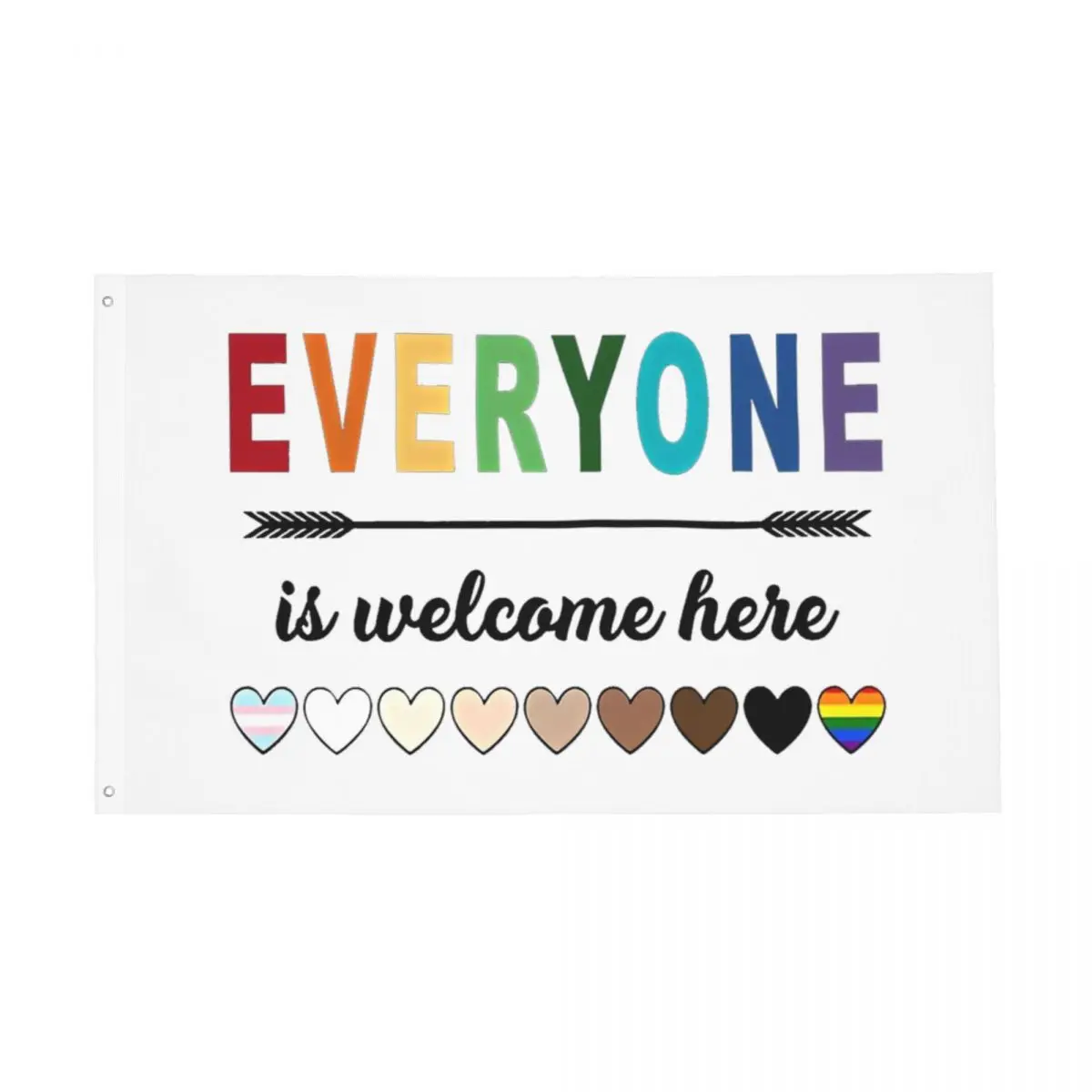 Everyone Is Welcome Here LGBT Flags Double Sided Indoor Outdoor Banner 2 Grommets Home Room Dorm Wall Decor