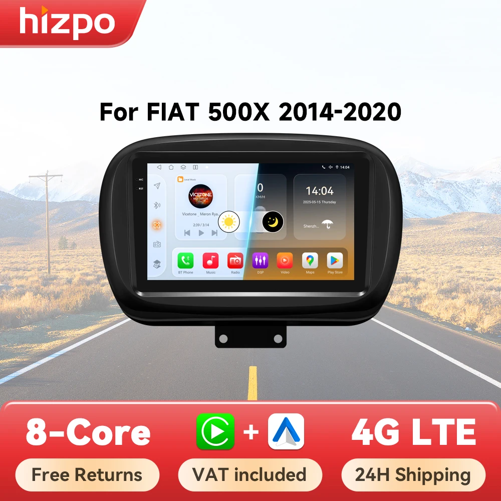 Hizpo 9 Radio per auto per Fiat 500X 2014 - 2020 Sistemi intelligenti intelligenti No 2 din 2din DVD Wireless CarPlay Android Auto 6115 Wifi