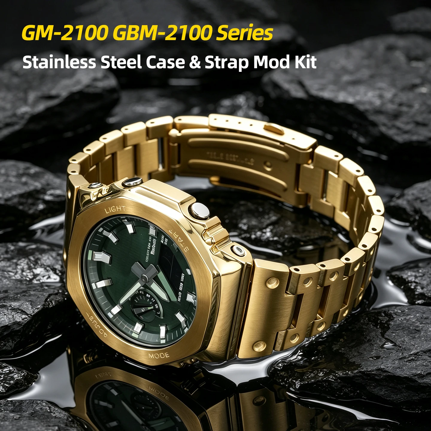 For Octagon Oak Upgrade Mod Kit Stainless Steel Case & Strap For G‑SHOCK Casio GM‑2100 GBM‑2100 Watch Modification Accessories