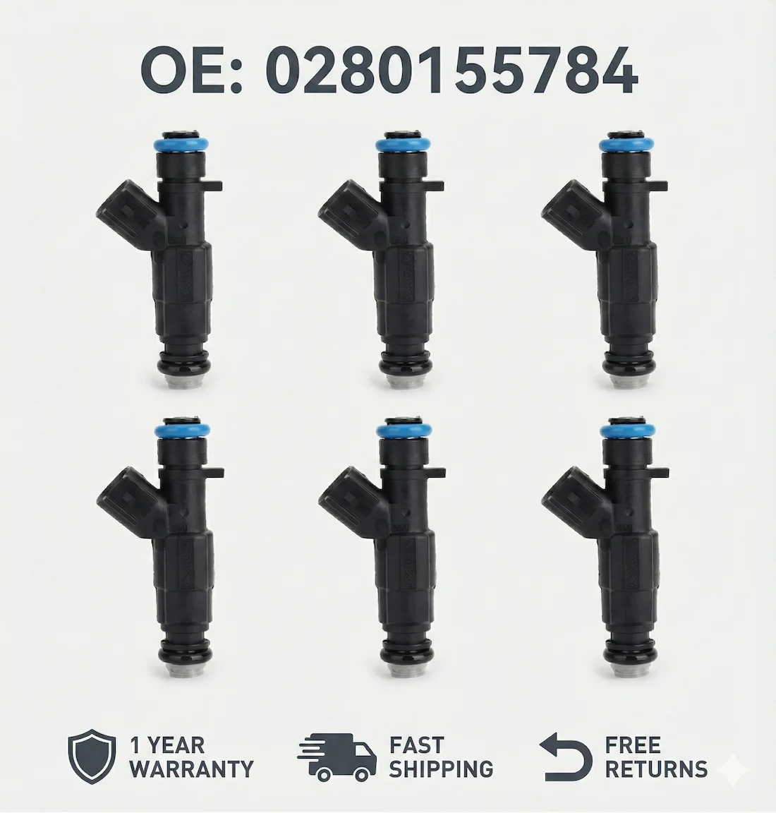 

6x Remanufactured Fuel Injectors 0280155784 For Jeep Cherokee 4.0L 99-04 Upgrade