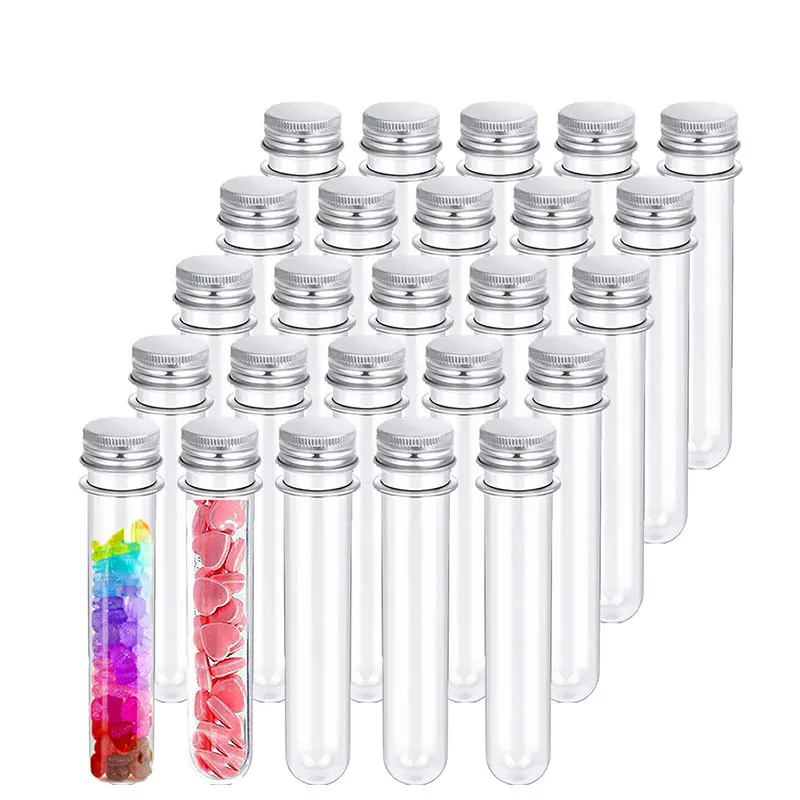 30Pcs Plastic Test Tubes 40 ML Clear Test Tubes with Screw Caps Plastic Test Tube Container