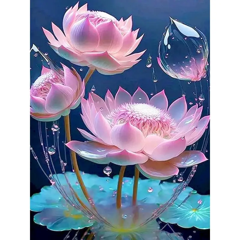 

GATYZTORY Acrylic Diy Painting By Numbers With Frame Lotus Flowers Picture On Numbers For Home Wall Art Decors Gift 60x75cm