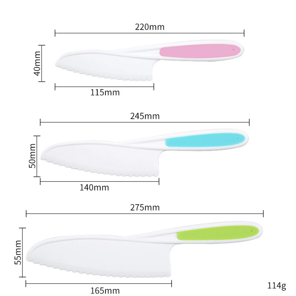 CYCLI-3Pcs Children Cake Knife Plastic Fruit Knife Kindergarten Vegetable Knife Bread Dessert Knife