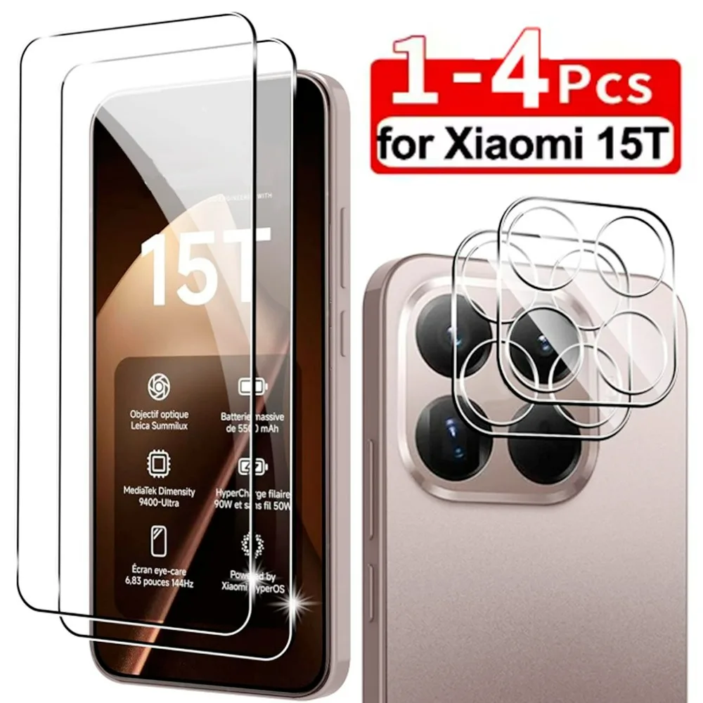 

4in1 Tempered Glass Screen Protector for Xiaomi 15T Pro Lens Film Front Film HD Anti-scratch Protective Film for Mi 15T/15T Pro