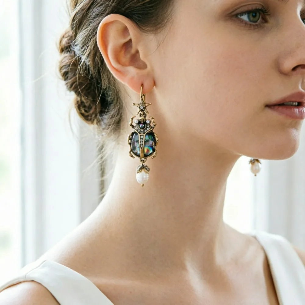 SUMENG 2026 Neue Modische Simulierte Perlen-Stern-Insekten-Ohrringe Niedlicher Statement-Schmuck Accessoires für Frauen Geschenke
