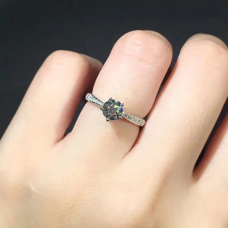 2025 Five-claw Micro-set Imitation Diamond Ring Couple Marriage Proposal Simple Ring Wedding Ceremony Ring Jewelry