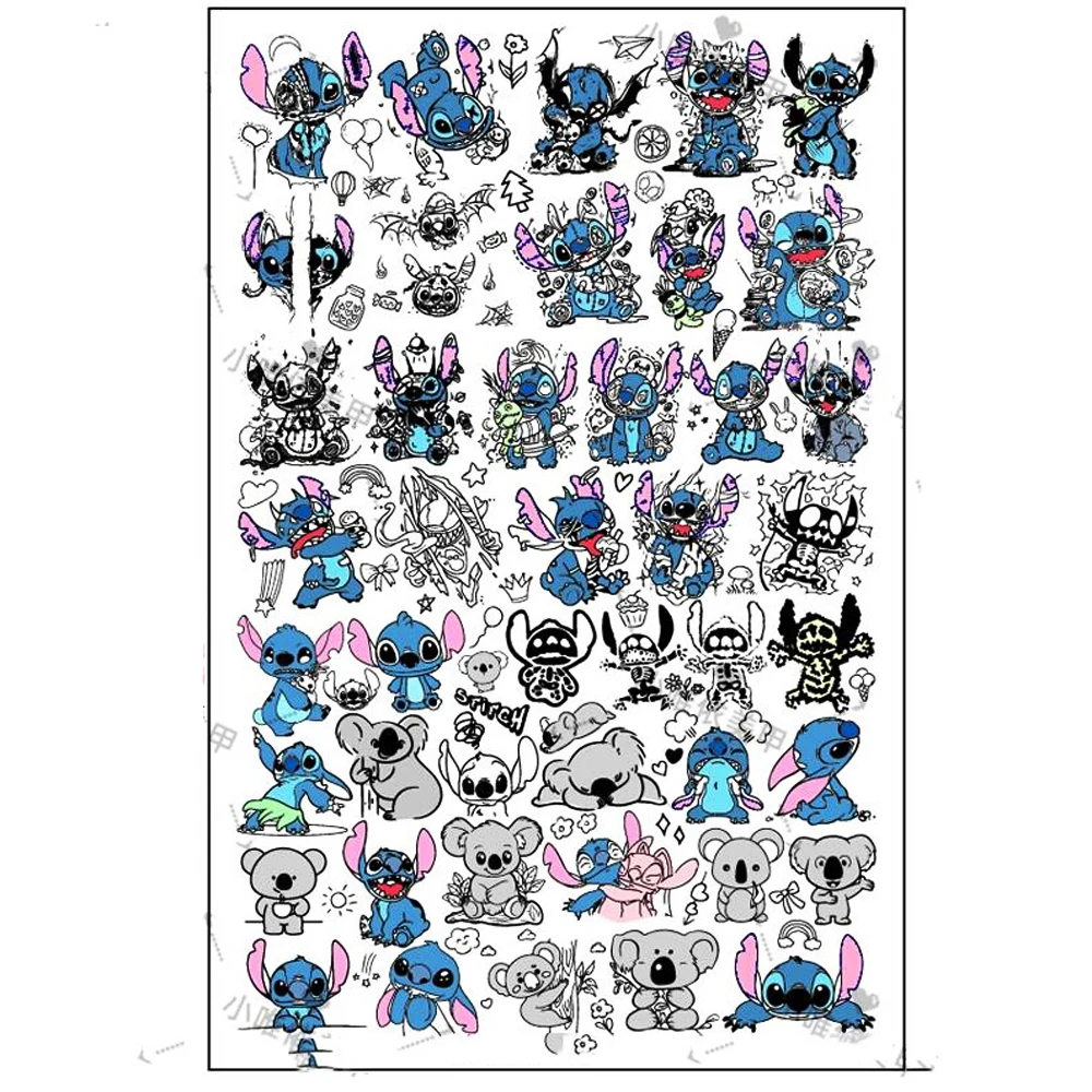 1pc Stitch Angelo Adesivi Piastra per timbri per unghie Cartoon Anime Personaggi Nail Art Stencil Lilo e Stitch Accessori per timbri per unghie *