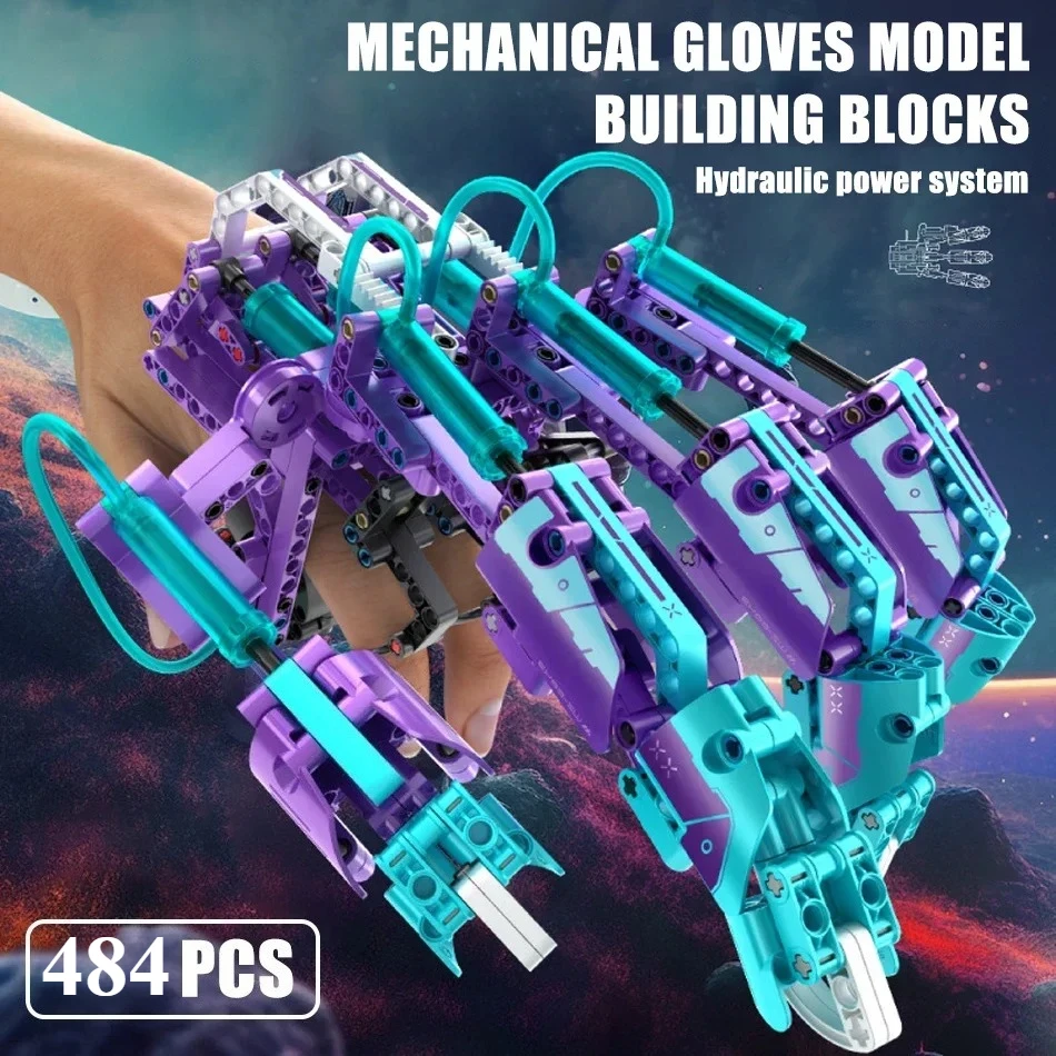 Cidade moc wearable luvas mecânicas de energia hidráulica blocos de construção manopla técnica modelo tijolos brinquedos para crianças presente natal
