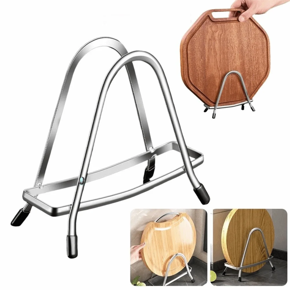 Portable Stainless Steel Cutting Board Holder Thickening Space Saving Pot Lid Stand Rustproof Pan Cover Shelf