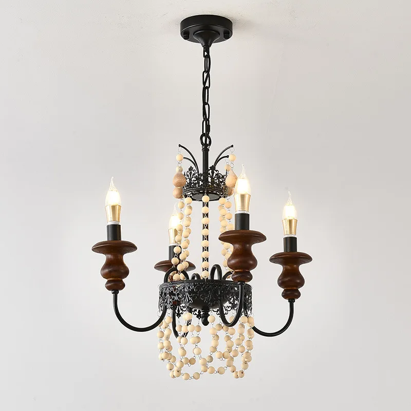 French retro chandelier black high-end crystal living room light American medieval restaurant bar