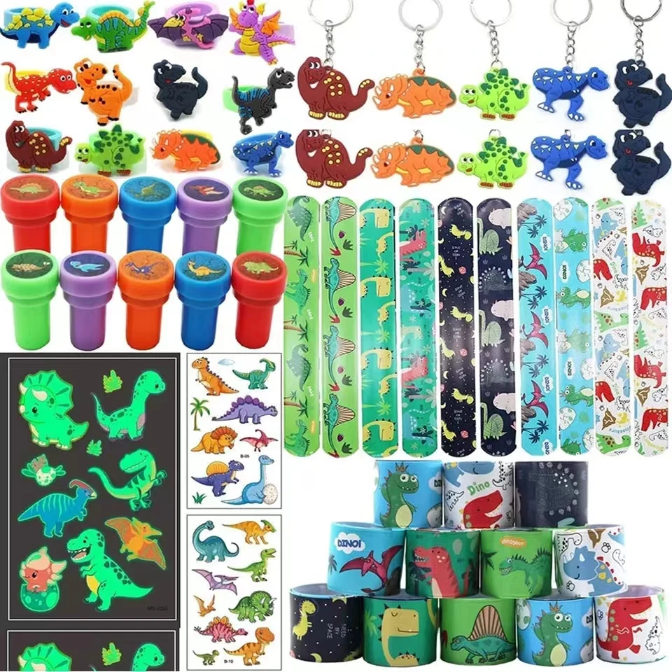 Suministros de fiesta con temática de dinosaurio para niños, suministros de fiesta de cumpleaños, premios de carnaval, rellenos de bolsas de Piñata Goody, recuerdo de fiesta para niños