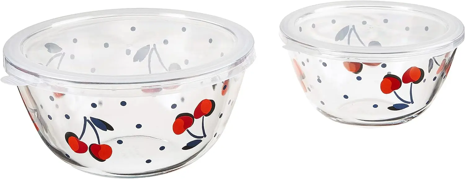 

New York Vintage Cherry Dot 2-Piece Round Set, 3.95 LB, Multi Dishes ceramic Butter holder Butter churner Butter container