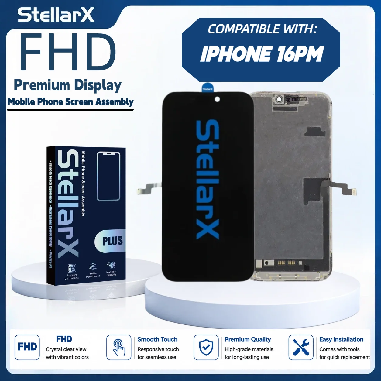 StellarX Display For iPhone FHD High Color Gamut For iPhone16ProMax Screen Replacement Assembly Repair Parts Display Module