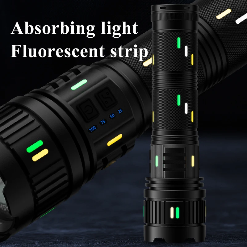 Ultra Bright 100W White Laser LED Flashlights Rechargeable Long Range Zoom Tactical Torch Outdoor Camping Emergency Lantern