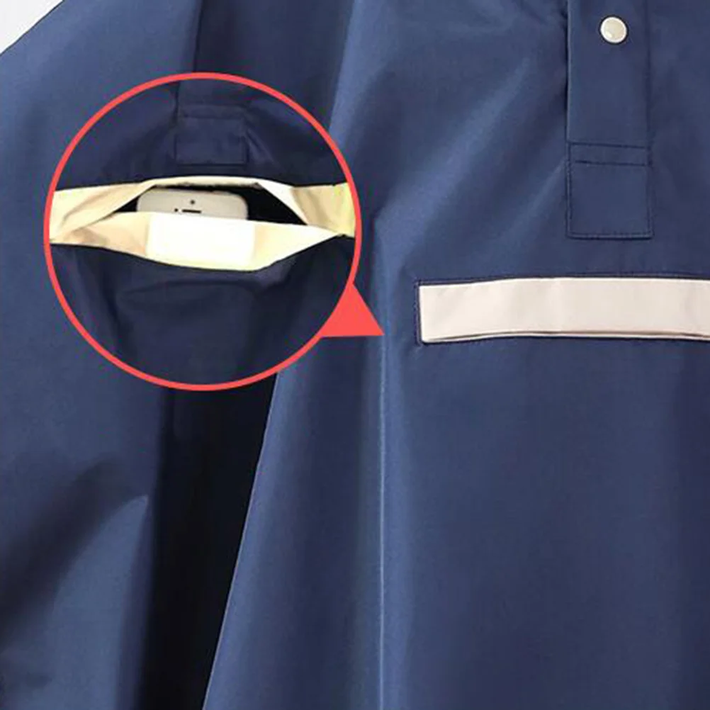 

Kids Raincoat Poncho Navy Blue Size L Waterproof Hooded Rainwear Functional Rain Jacket Lightweight Rainwear for Kids