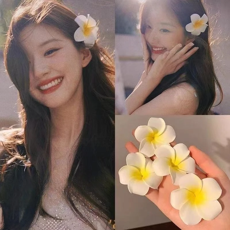 

1/3pcs Fashion Women Plumeria Flower Hair Clips Girls Aesthetic Hairpins Egg Flower Barrette Party Bag Hair Accessories