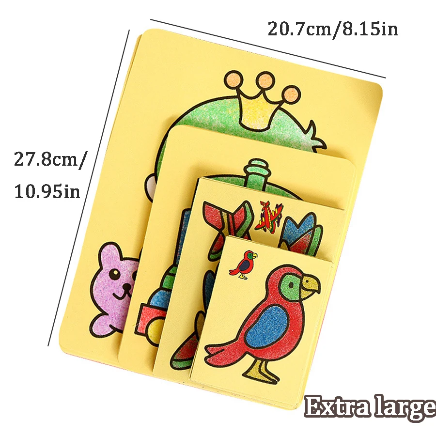Children's DIY Sand Art Kit (3 Sizes) - Colorful Sand Art Toy: Preschool IQ Craft Making Cartoon Doodle Gift