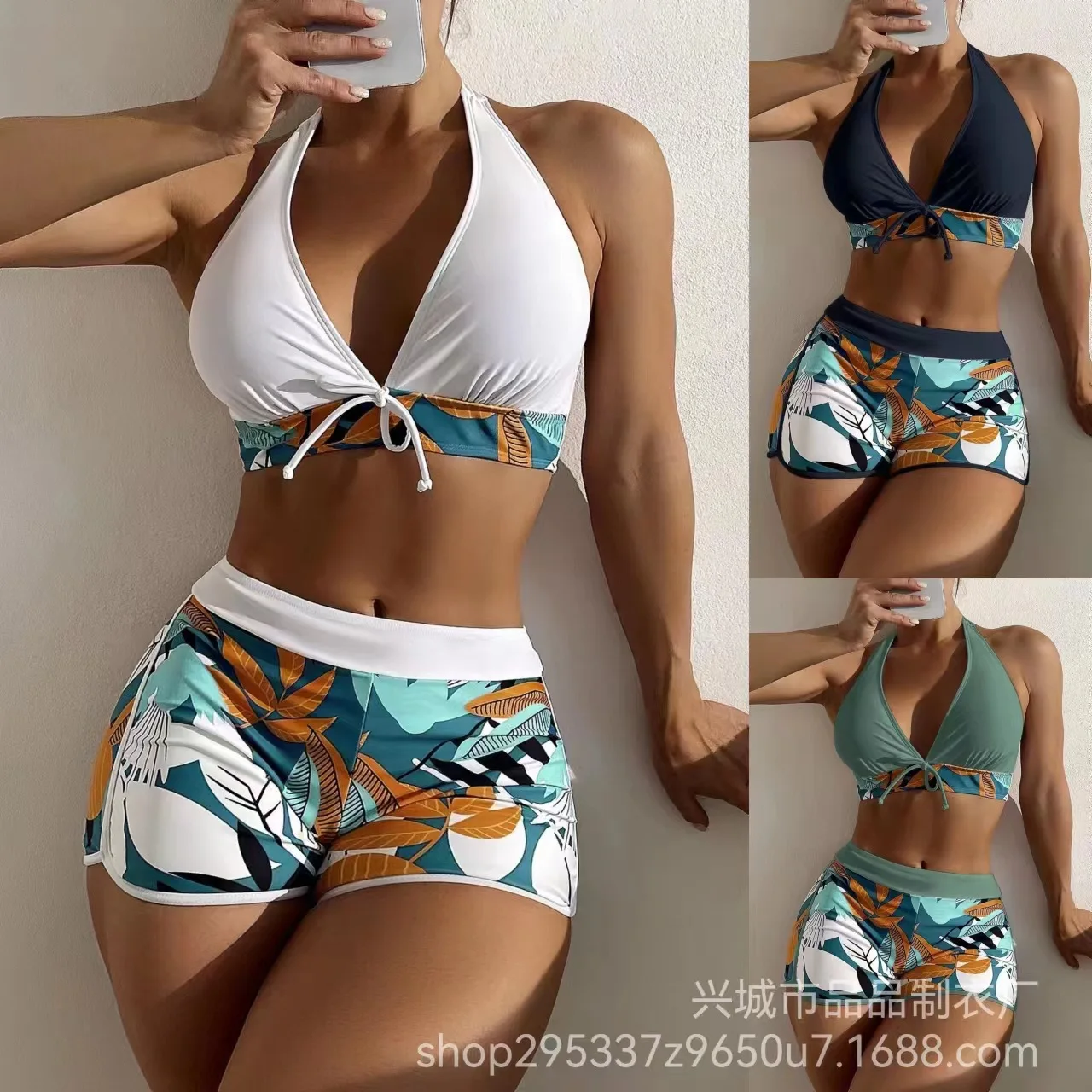 Bikinis Set High Waist Swimsuit Swimwear Women 2023 Sexy Bikini Leaf Print Bathing Suit Women Beachwear Bath Suit New Biquinis