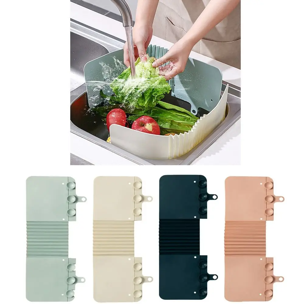 Water Splash Guard with Sucker Anti-splash TPR Sink Flap Soft Foldable Kitchen Splatter Screen