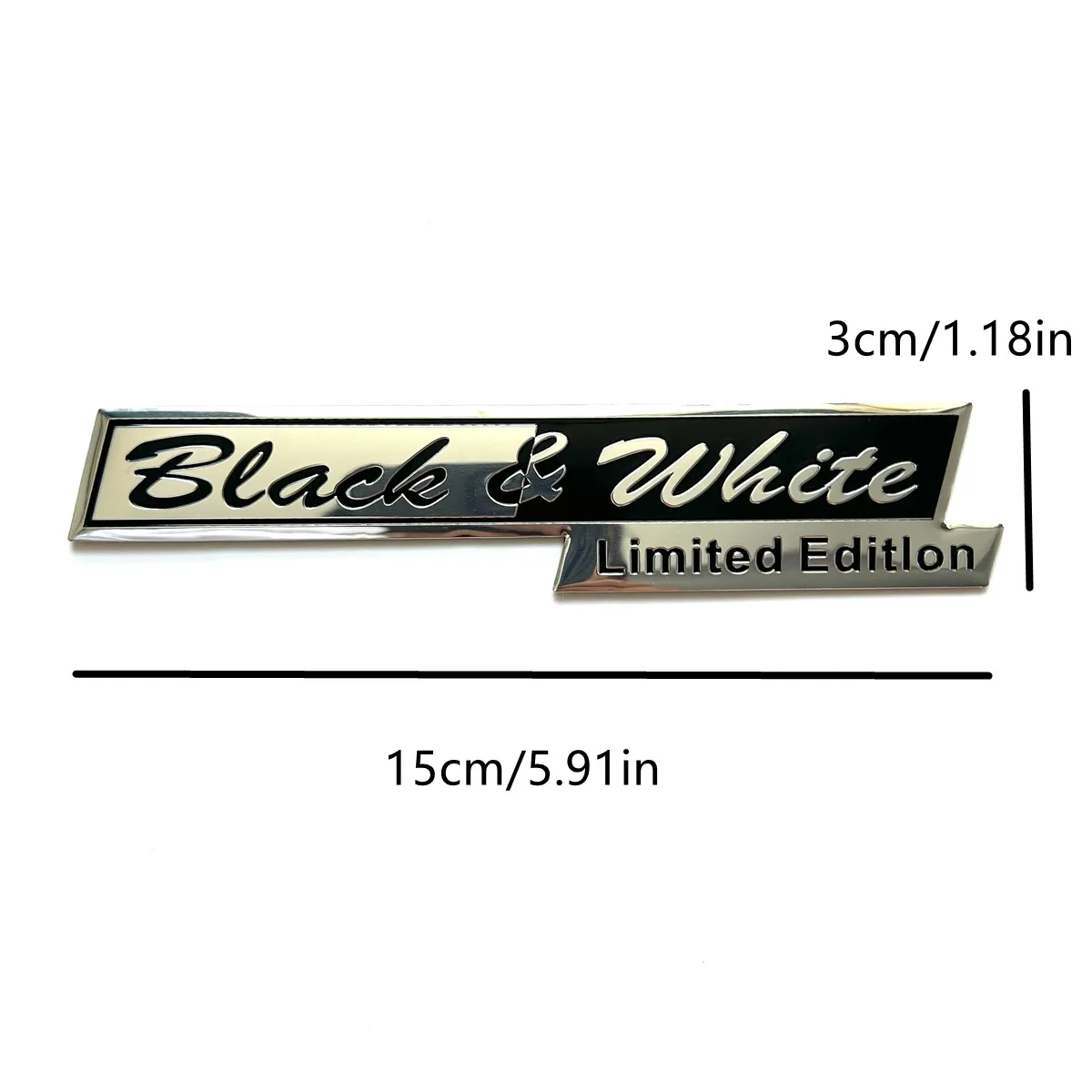 Aluminum alloy Black & White Limited Edition car logo is suitable for sticker decal decorative on the side of the trunk of the