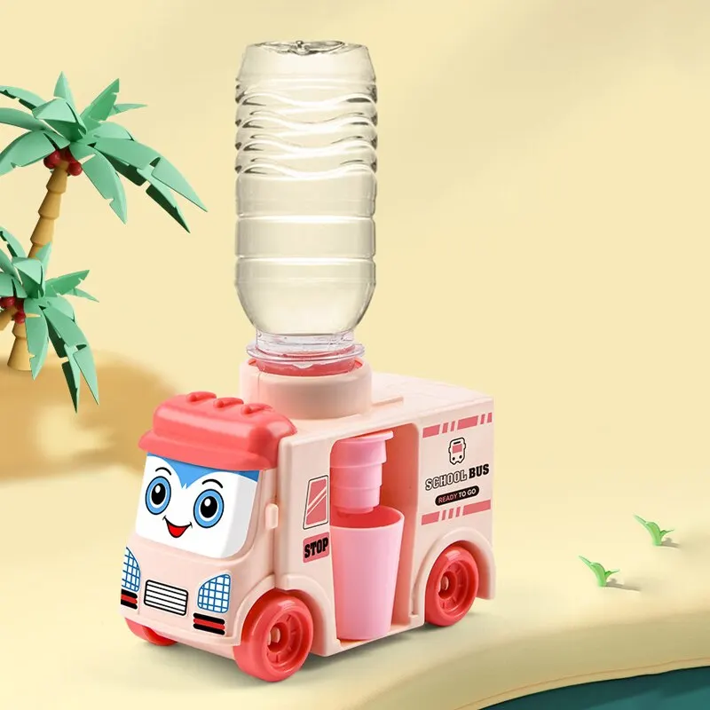 1PC かわいいピンクのスライド車ウォーターディスペンサーキッチンシミュレーションおもちゃ子供ロールプレイ学習ギフトごっこ遊び