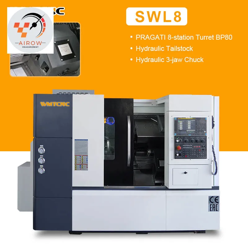 Ariow Low Price 2 Axis Cnc Lathe SWL8 High Rigidity Slant Bed Lathe Machine with 8-station Turret Suppliers