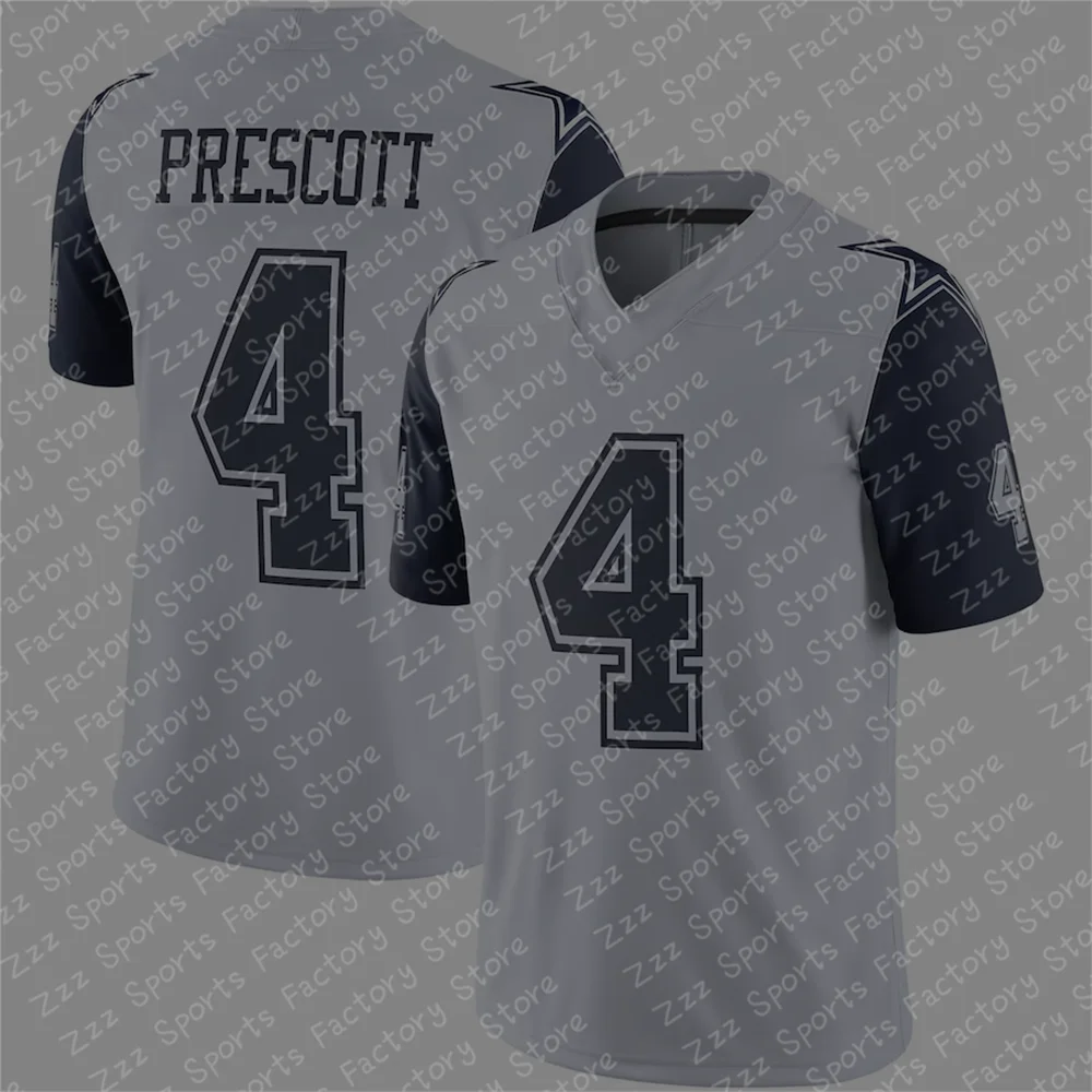 American Men's Dallas Cowboys Dak Prescott Classic Jersey No.4 Short-Sleeved Outdoor Summer t shirt Oversized Clothing Top