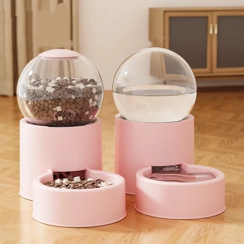 Large Capacity Automatic Pet Feeder Plastic Leakproof Pet Food Bowl Visual Window Neck Protection Food Water Container