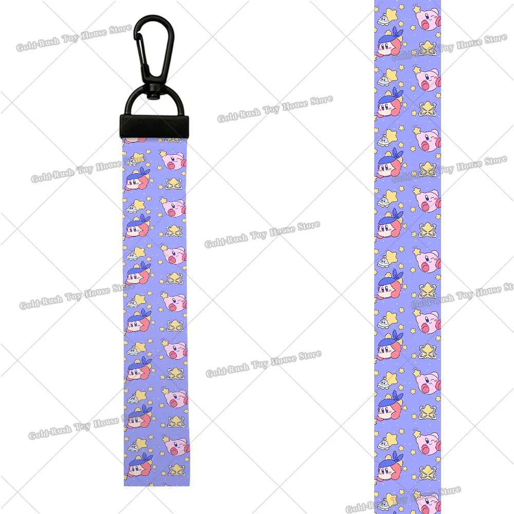 Kawaii Kirbys Strap Wristlet Keychain Cartoon Webbing Car Key Ring Hand Wrist Ribbon Key Chain Lanyard Key Holder Birthday Gift view 6