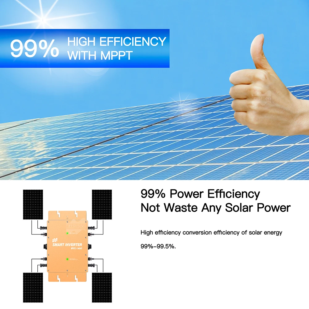 Solar Grid Tie Micro Inverter 1400W Dual MPPT 22-50VDC To 110V or 220VAC, For 4x400W Panels Max,Having Multiple Certificates