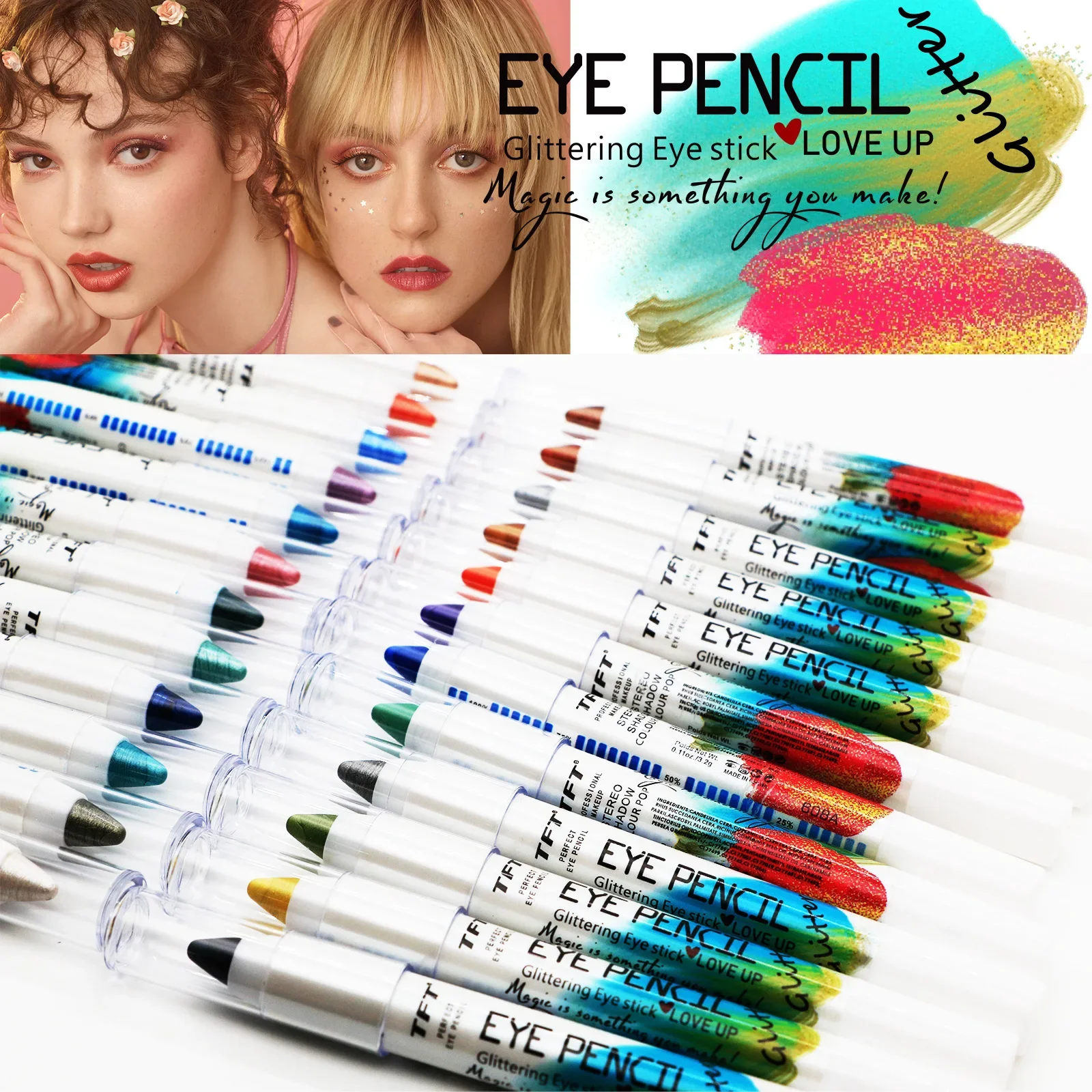 Penna per ombretto luccicante a 24 colori, duratura, impermeabile, non togliere, trucco, penna per eyeliner, evidenziatore, ombretto, matita, labbra, strumento per il trucco
