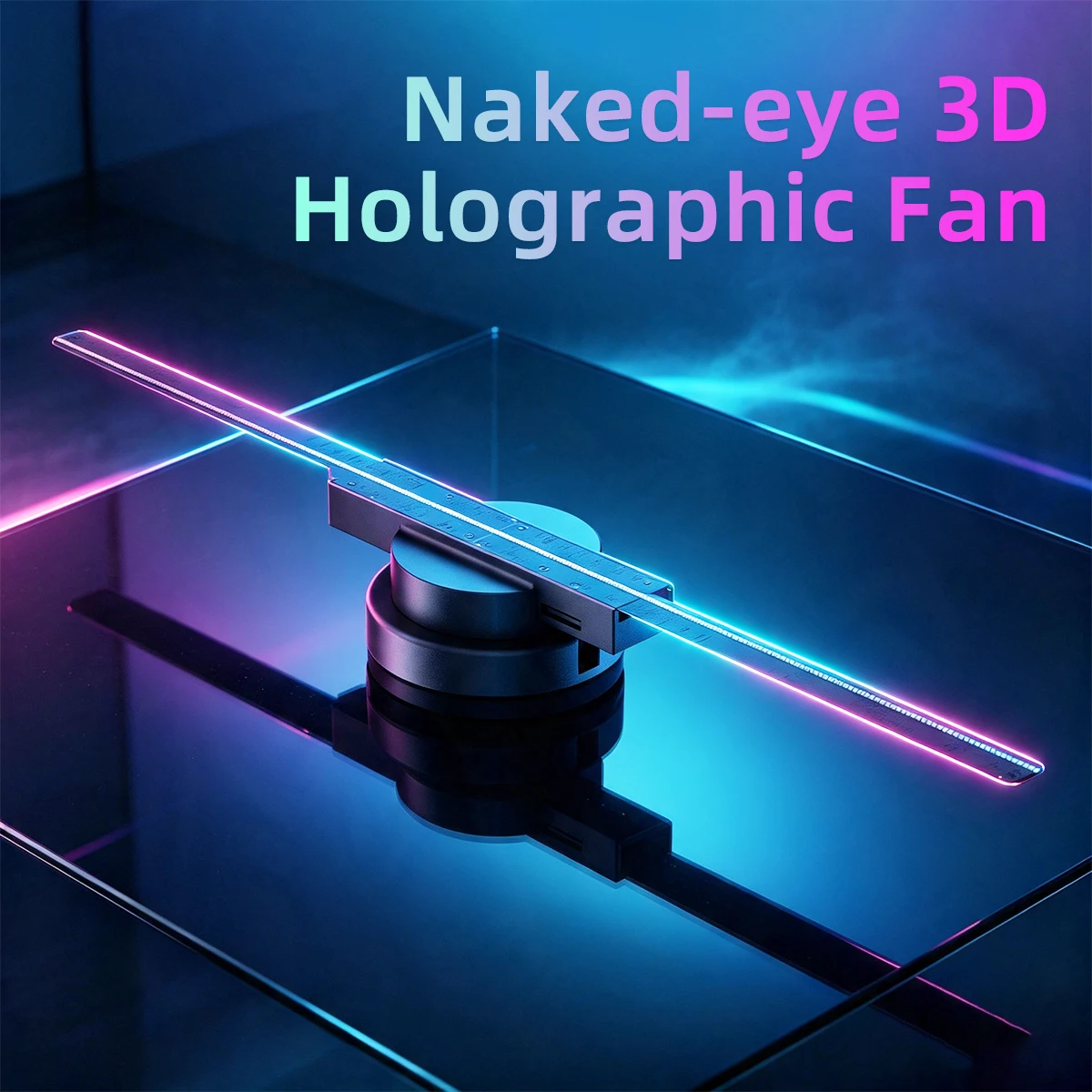 3D Holographic Advertising Screen for Shop Bar Hologram Fan Rotating Realistic Vision LED Display Support Custom Upload Video