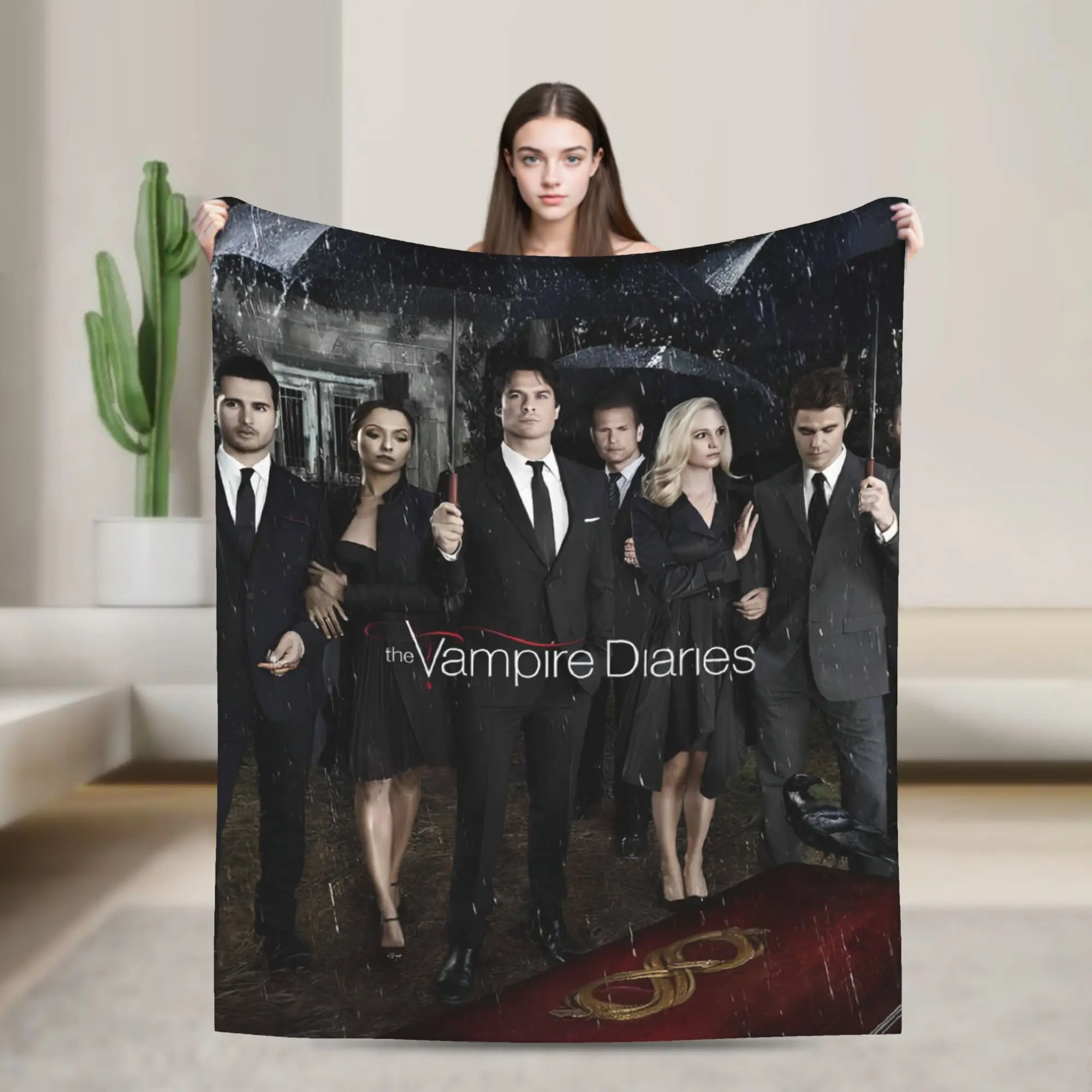 

The Vampire Diaries Damon salvatore Throw Blanket Flannel Bedspread For Couch Bed Graphic Sofa Bed Cover
