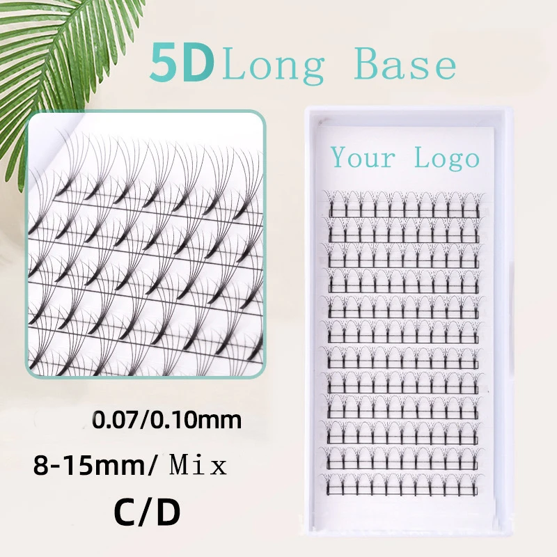 5D 긴 베이스 속눈썹, C D 컬, 5D 긴 스템, 0.07mm, 0.1mm 두께, 프리메이드 블룸 팬, 익스텐션 인조 속눈썹