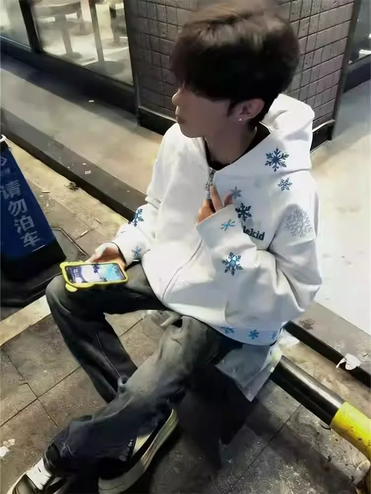 

Мужская толстовка с капюшоном на флисовой подкладке с вышивкой в стиле хип-хоп, молодежная повседневная уличная модная теплая куртка для осени и зимы