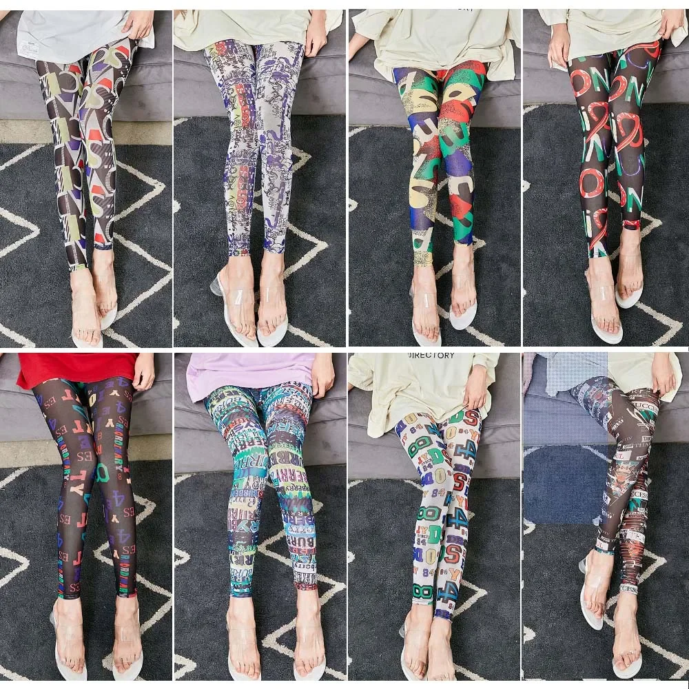 New Design Leggins Fashion Elastic Graffiti Spray Digital Leggins Printed Women Leggings Women Pants Fitness Vetement Femme